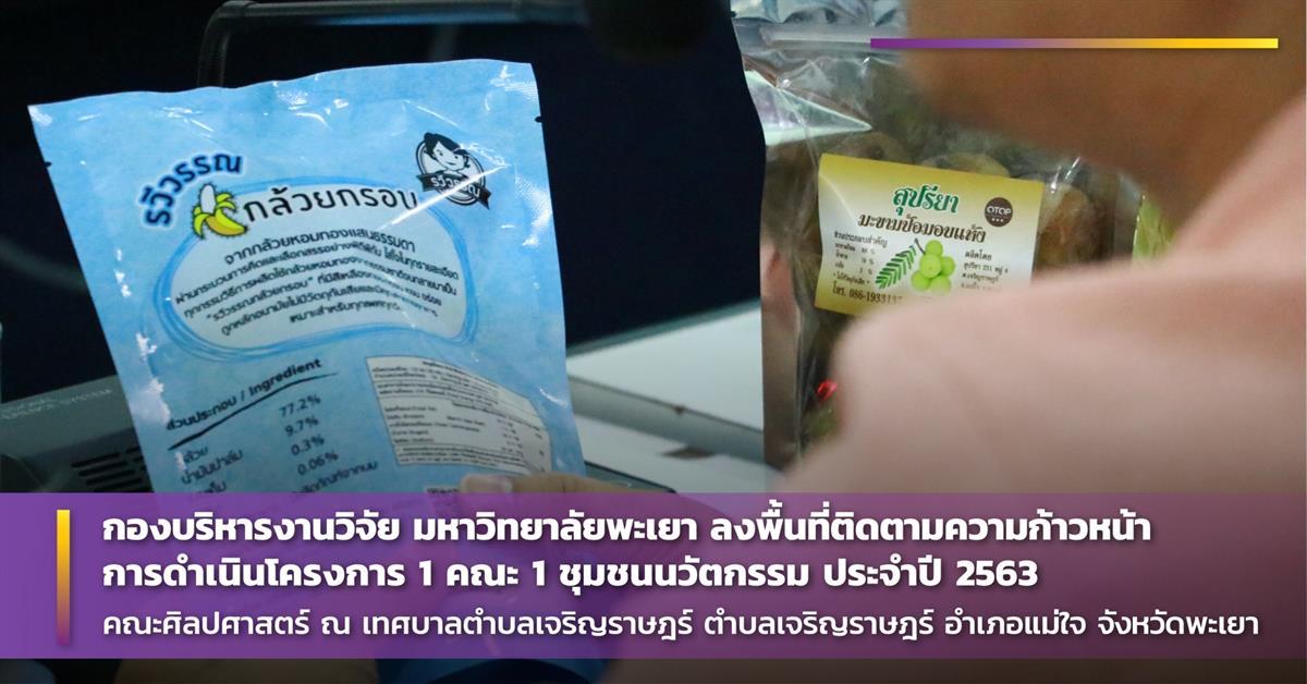 กองบริหารงานวิจัย มหาวิทยาลัยพะเยา ลงพื้นที่ติดตามความก้าวหน้าการดำเนินโครงการ 1 คณะ 1 ชุมชนนวัตกรรม ประจำปี 2563