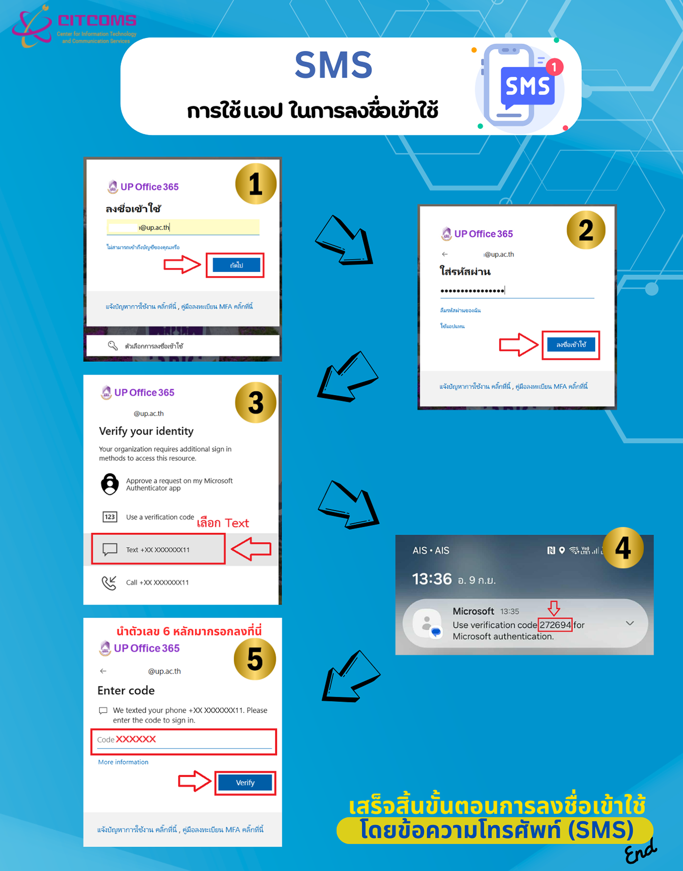 SMS การใช้แอป ในการลงชื่อเข้าใช้